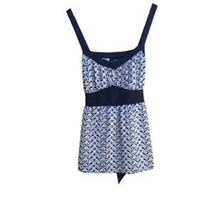 Mixit Womens XL Top‎ Y2k Mod Slip Sweetheart Empire Tie Geometric Metallic Gray